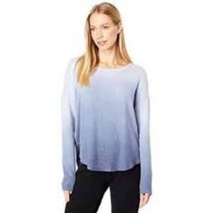 Lucky Brand Women's Small Gray Blue Ombre Long Sleeve Relaxed Fit